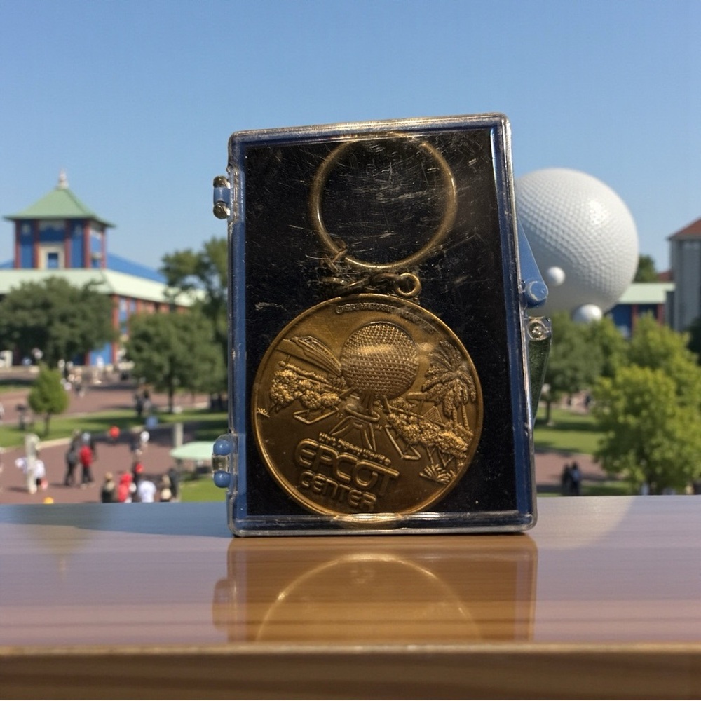 Vintage Gold Epcot Center Keychain in original case